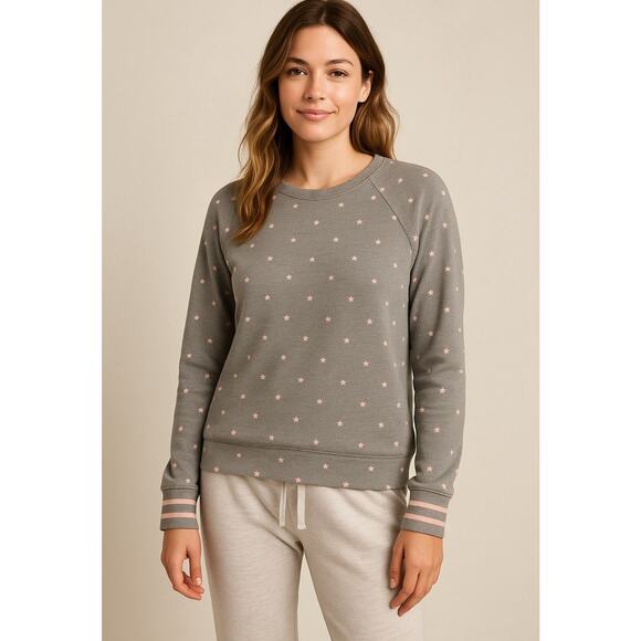 P.J. Salvage Gray Pink Star Lounge Sweatshirt Women’s Small NWT - Picture 1 of 11